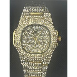 Iced Out Swarovski Crystal Montres Men's Luxury Watch